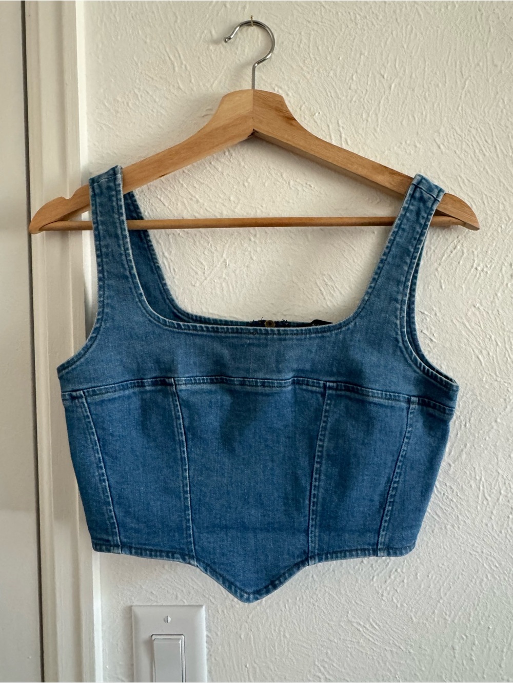 Olivaceous Denim Cropped Tank Top in Blue